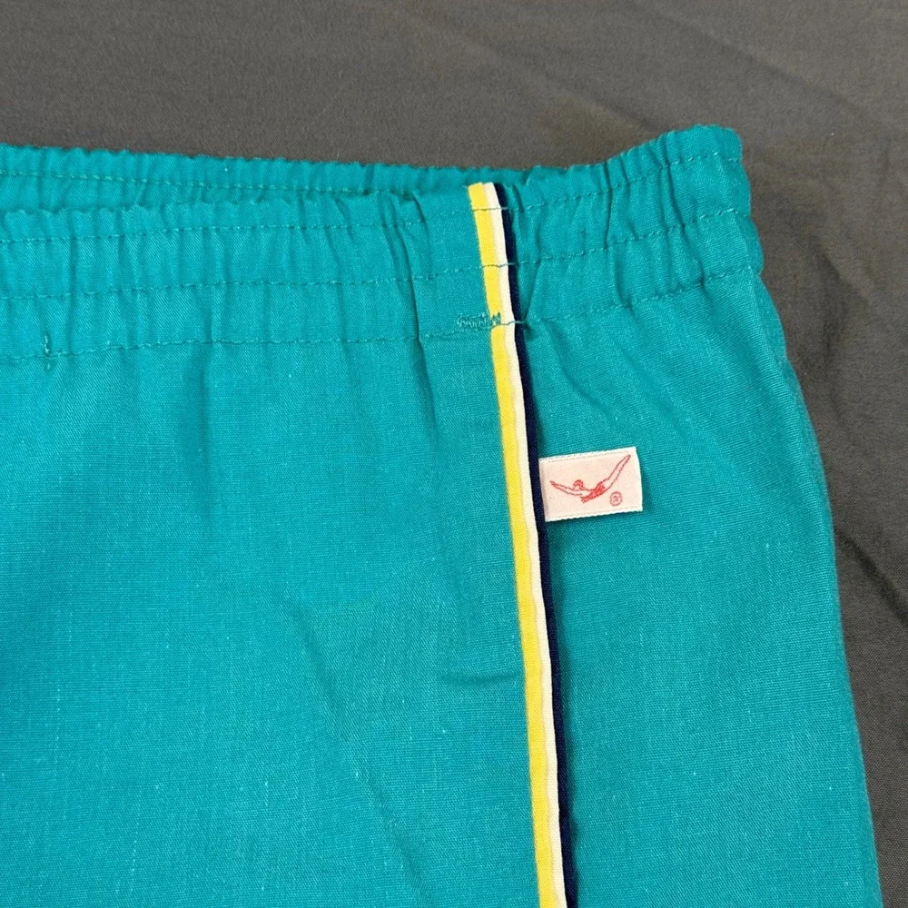 Vintage Jantzen Mens Teal Blue Striped Swim Trunks Shorts Size 40 Made in USA
